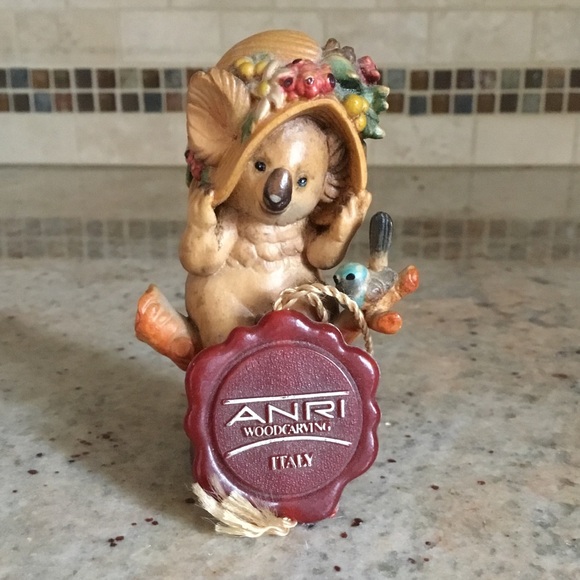 Vintage ANRI Sarah Kay Wooden 3” Koala Bear With Hat Figurine Made in Italy - Picture 8 of 13